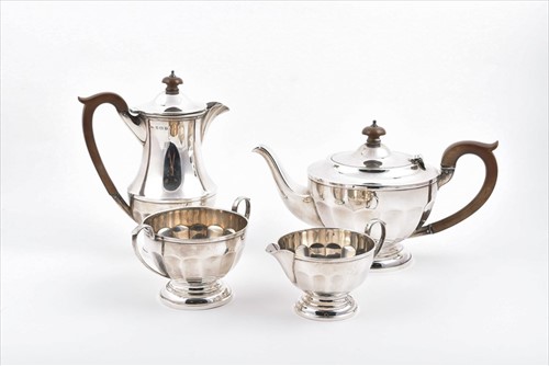 Lot 387 - A four piece silver tea set Birmingham 1931,...