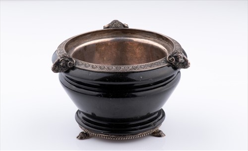 Lot 273 - A Russian silver and hardstone bowl bearing St....