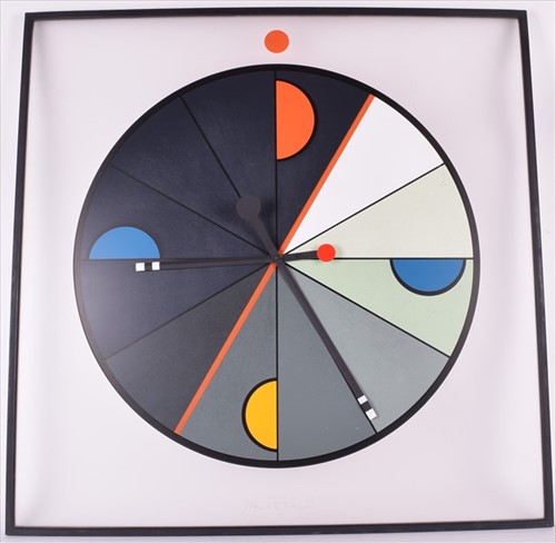 Lot 324 - A post modern wall clock by Kurt Delbanco for...