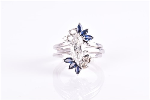 Lot 628 - An unusual 14ct white gold, diamond, and...