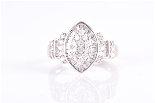 Lot 532 - A 9ct white gold and diamond dress ring the...
