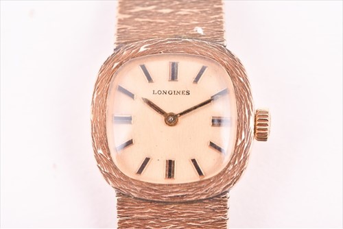 Lot 373 - A Longines 9ct yellow gold ladies wristwatch...