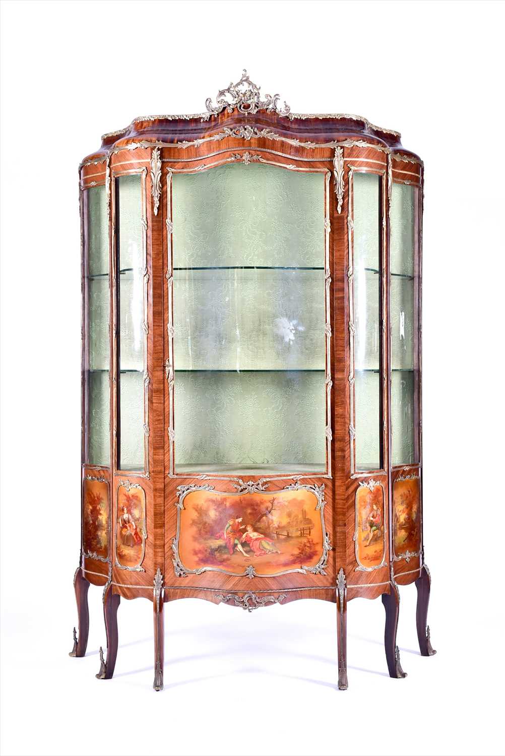 Lot 12 - A large Louis XV style serpentine front...