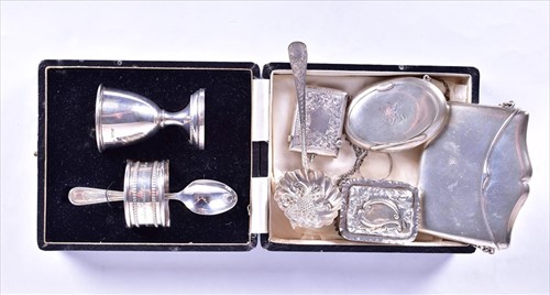 Lot 394 - A George V cased silver Christening set...