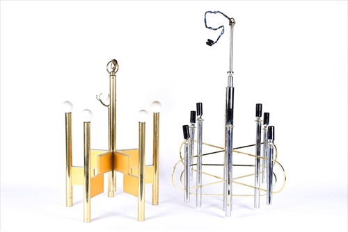 Lot 312 - A 1970s tubular chrome and gilt brass eight...