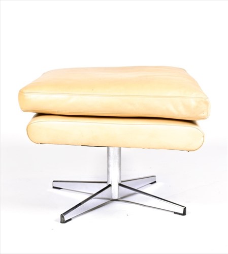 Lot 56 - A 1970s mushroom leather upholstered swivel...