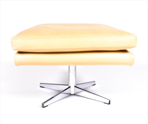 Lot 56 - A 1970s mushroom leather upholstered swivel...