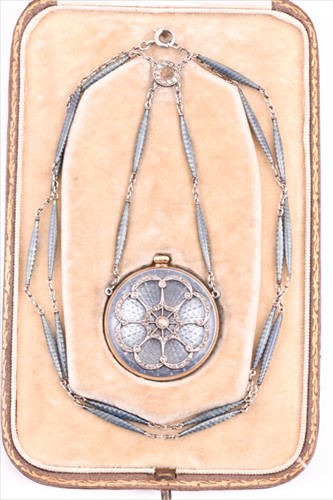 Lot 657 - A 19th century French guilloche enamel ladies...