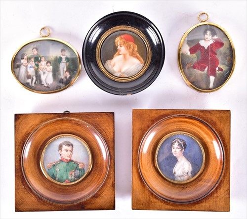 Lot 347 - A near pair of portrait ivory miniatures...