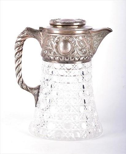 Lot 456 - A Victorian silver mounted claret jug...