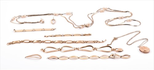 Lot 502 - A 14ct yellow goldÂ bracelet (a/f),Â broken...