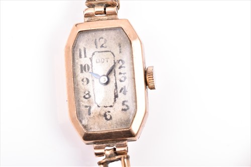 Lot 380 - A yellow metal ladies cocktail watch of...