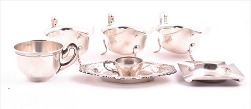 Lot 460 - A pair of George VI small silver sauce boats...
