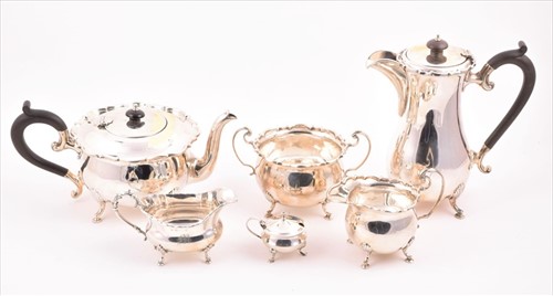 Lot 408 - A mid-20th century four-piece silver tea set...