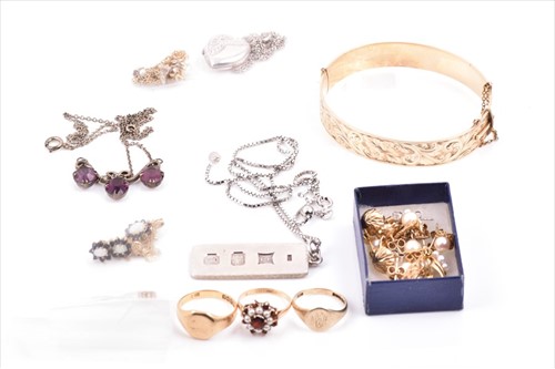 Lot 490 - Two gem set pendant and earring sets together...
