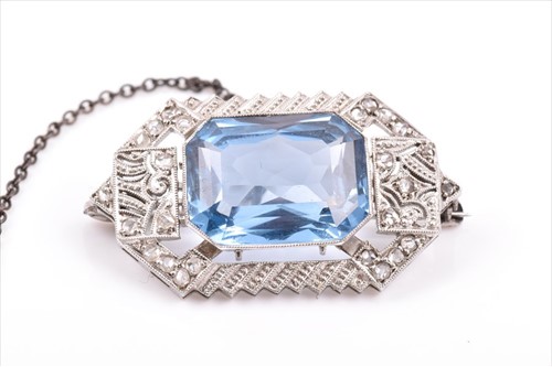 Lot 515A - A mid 20th century diamond and blue...
