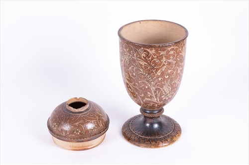 Lot 226 - A 19th century Martin Brothers stoneware oil...