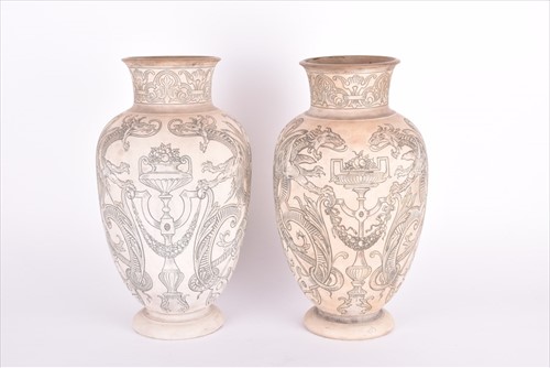 Lot 212 - A near pair of unfinished Martin Brothers...