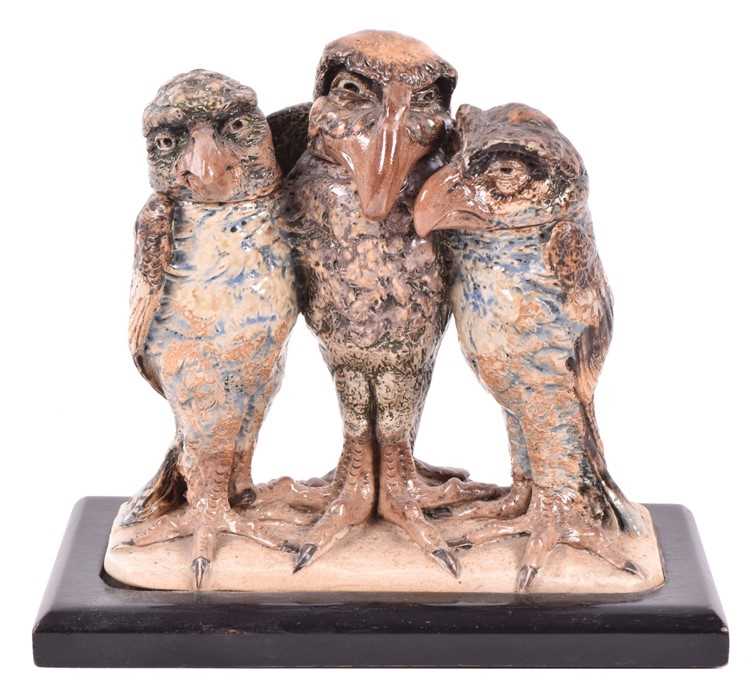Lot 225 - An early 20th century Martin Brothers triple...