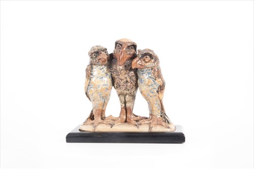 Lot 225 - An early 20th century Martin Brothers triple...