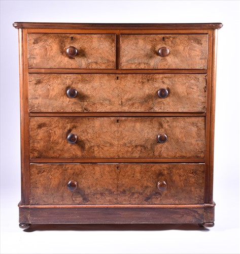 Lot 26 - A late Victorian burr walnut veneered chest...