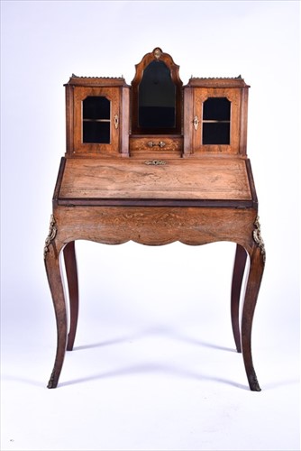 Lot 21 - A late Victorian walnut, mahogany and inlaid...