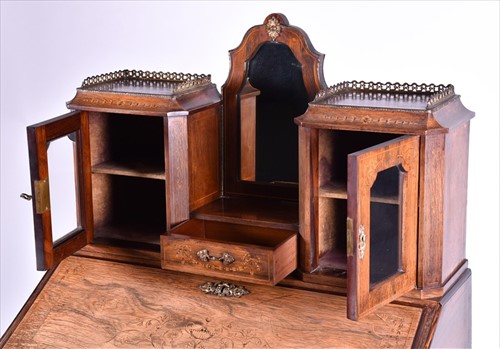 Lot 21 - A late Victorian walnut, mahogany and inlaid...