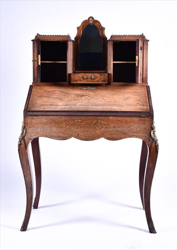 Lot 21 - A late Victorian walnut, mahogany and inlaid...