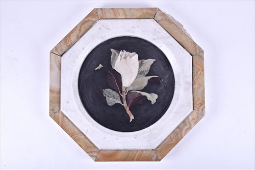 Lot 388 - A large Italian circular pietra dura plaqueÂ ...
