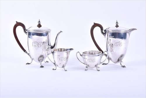 Lot 450 - A British Edwardian silver chocolate set...