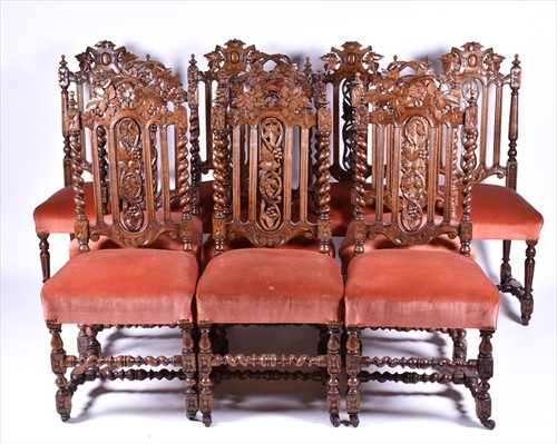 Lot 16 - A set of ten early 20th century oak Carolean...