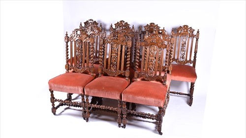 Lot 16 - A set of ten early 20th century oak Carolean...