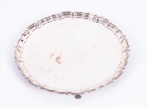 Lot 455 - A mid 20th century British silver salver...