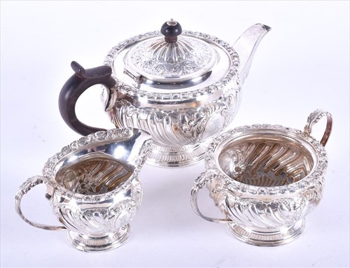 Lot 459 - A late Victorian three piece silver bachelor's...