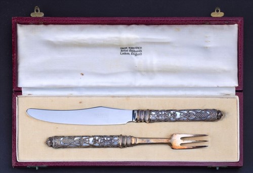 Lot 374 - Omar Ramsden: a cased mother of pearl and...
