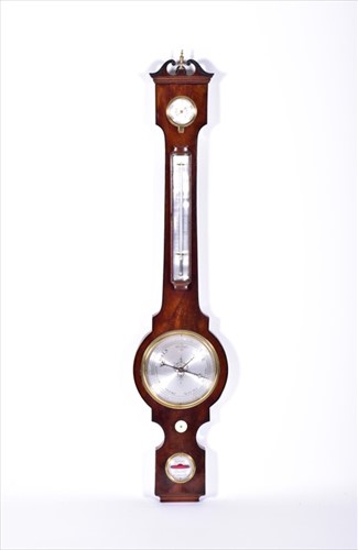 Lot 374 - An early 19th century mahogany banjo barometer...