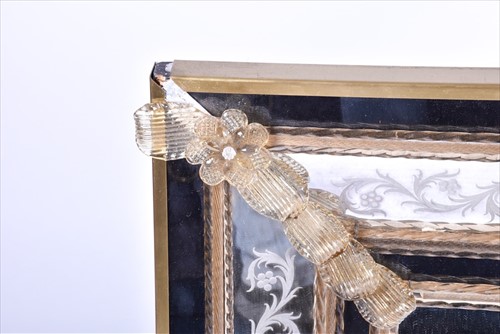 Lot 63 - A large rectangular Italian wall mirror with...