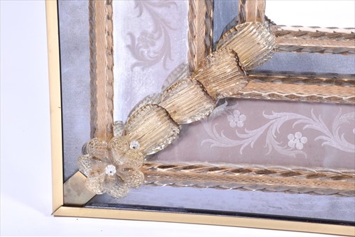 Lot 63 - A large rectangular Italian wall mirror with...