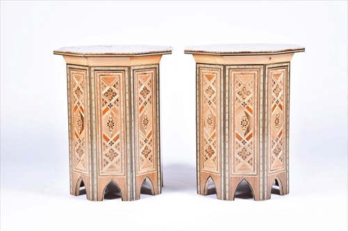Lot 81 - A pair of 20th century inlaid Moroccan style...