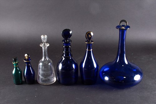 Lot 203 - A group of six 19th century glass decanters...