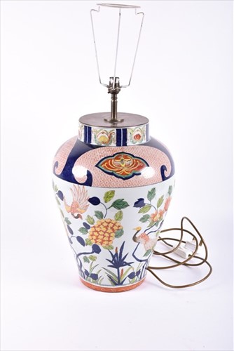 Lot 358 - A large 20th century table lamp decorated in...