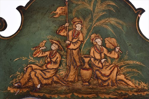Lot 66 - A Queen Anne style Chinoiserie lacquer mirror...