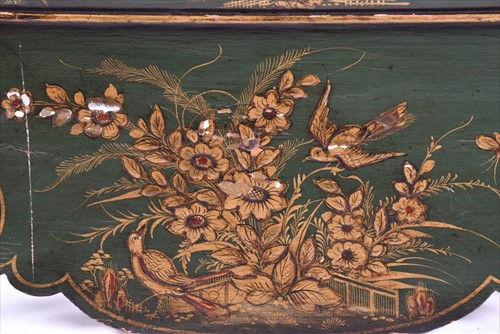 Lot 66 - A Queen Anne style Chinoiserie lacquer mirror...