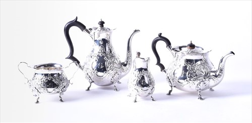 Lot 445 - A late Victorian silver tea and coffee set...