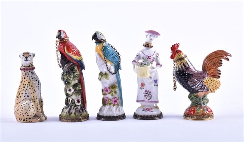 Lot 288 - A collection of five Halcyon Days porcelain...