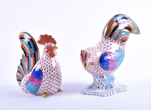 Lot 289 - Two large Herend porcelain models of a...