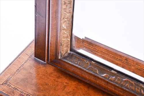 Lot 45 - A Queen Anne burr walnut dressing mirror the...