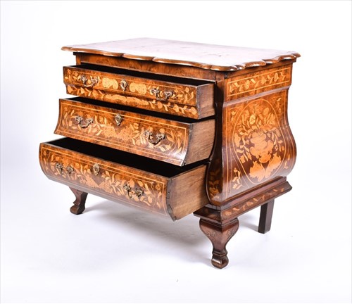 Lot 11 - A 19th century Dutch marquetry and walnut...