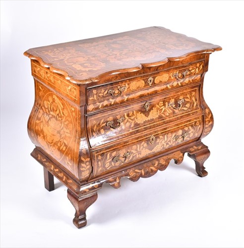 Lot 11 - A 19th century Dutch marquetry and walnut...