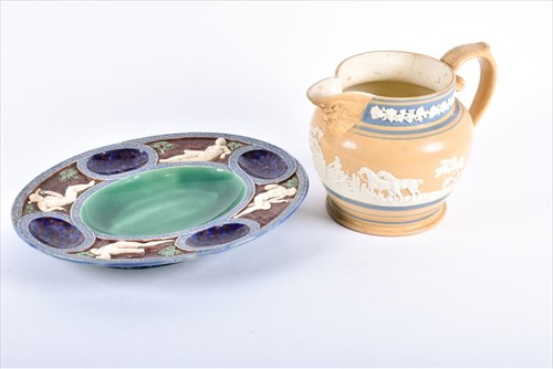 Lot 295 - A 19th century Majolica ceramic oyster dish of...